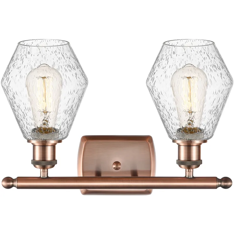 Ballston Cindyrella 2 Light 16 inch Antique Copper Bath Vanity Light Wall Light in Incandescent, Seedy Glass