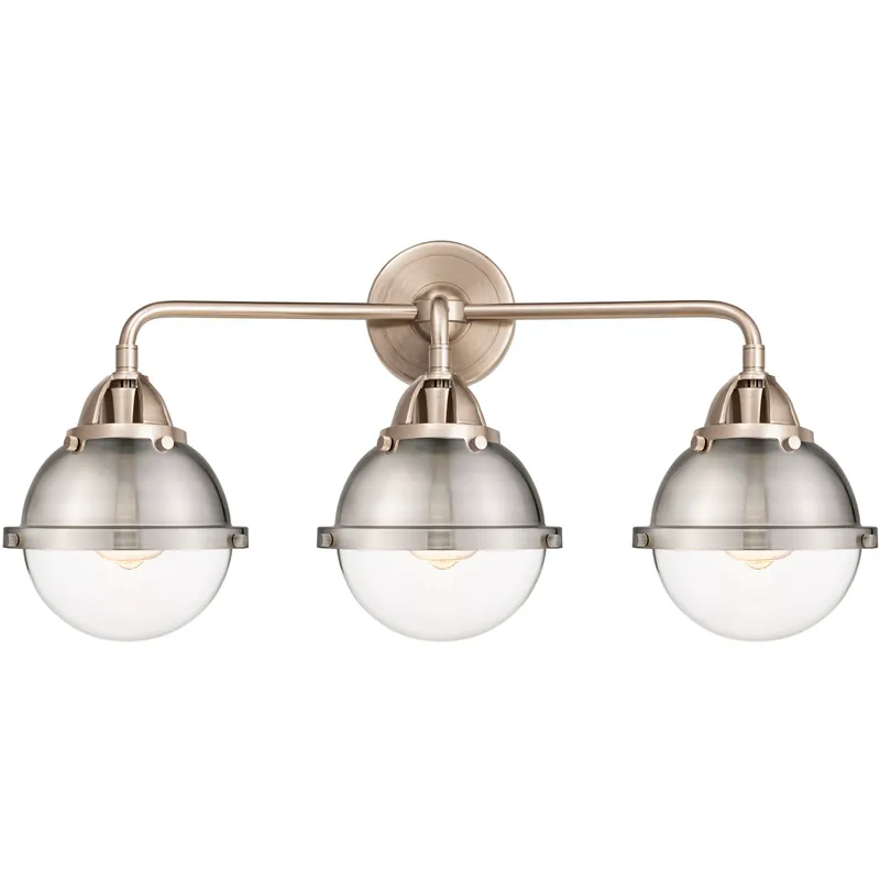 Nouveau 2 Hampden 3 Light 25.25 inch Brushed Satin Nickel Bath Vanity Light Wall Light in Clear Glass