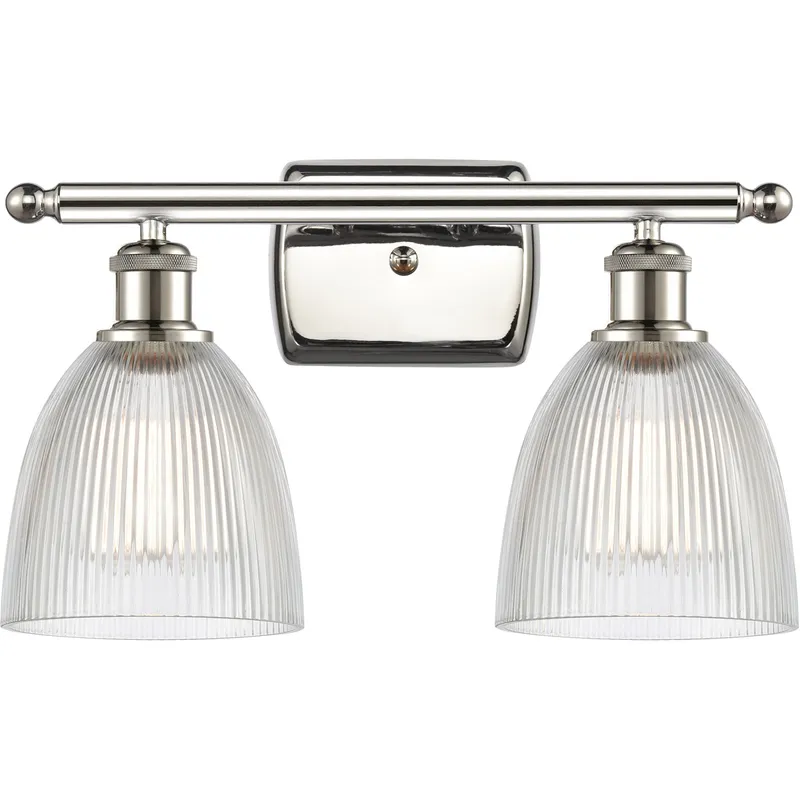 Ballston Castile 2 Light 16 inch Polished Nickel Bath Vanity Light Wall Light in Clear Glass, Ballston