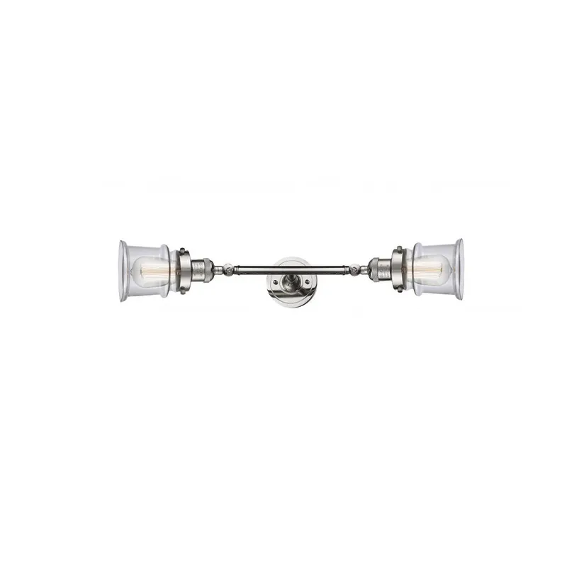 Franklin Restoration Small Canton 2 Light 6 inch Polished Nickel Bath Vanity Light Wall Light in Clear Glass, Franklin Restoration