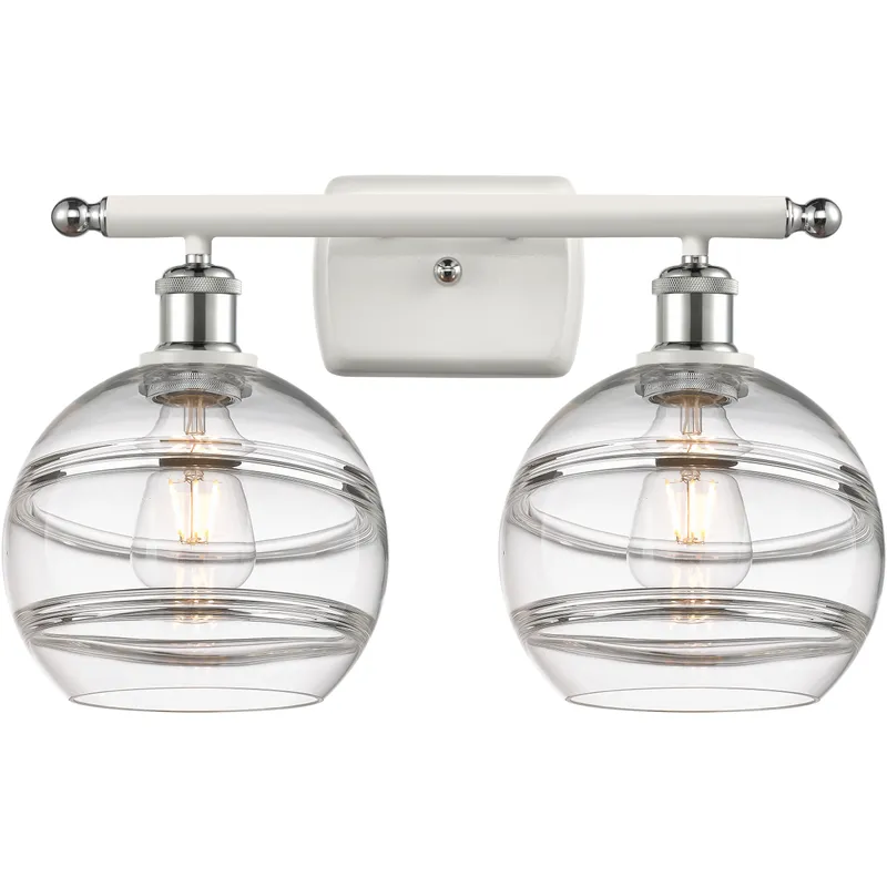 Ballston Rochester 2 Light 18 inch White Polished Chrome Bath Vanity Light Wall Light