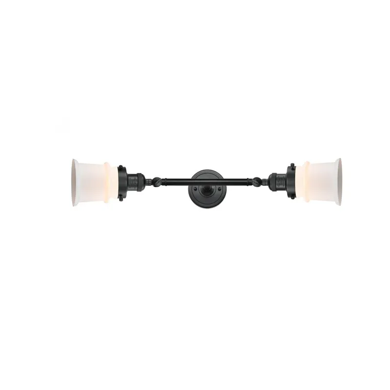 Franklin Restoration Small Canton 2 Light 6 inch Matte Black Bath Vanity Light Wall Light in Matte White Glass, Franklin Restoration