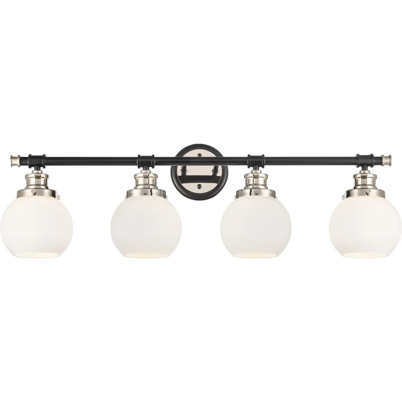 Saybrook LED 33.25 inch Black Polished Nickel Bath Vanity Light Wall Light in Matte White Glass