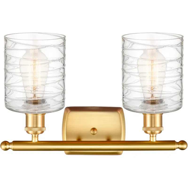 Ballston Cobbleskill LED 16 inch Satin Gold Bath Vanity Light Wall Light in Deco Swirl Glass