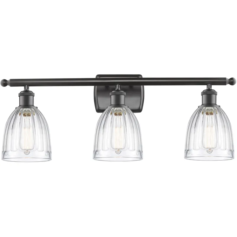 Ballston Brookfield 3 Light 26 inch Oil Rubbed Bronze Bath Vanity Light Wall Light in Clear Glass, Ballston
