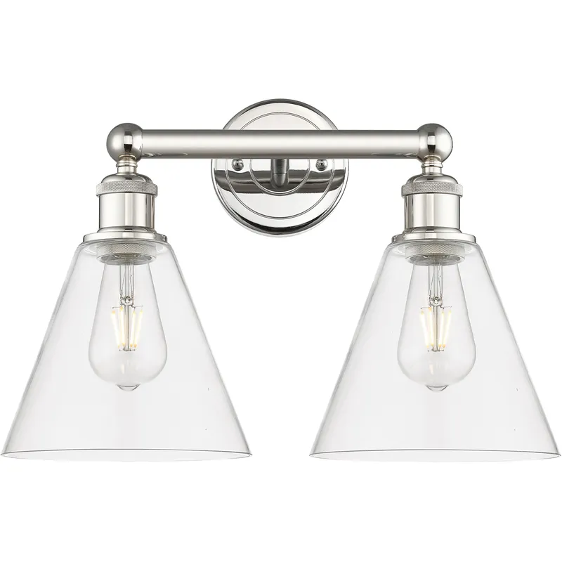 Berkshire 2 Light 17 inch Polished Nickel Bath Vanity Light Wall Light in Clear