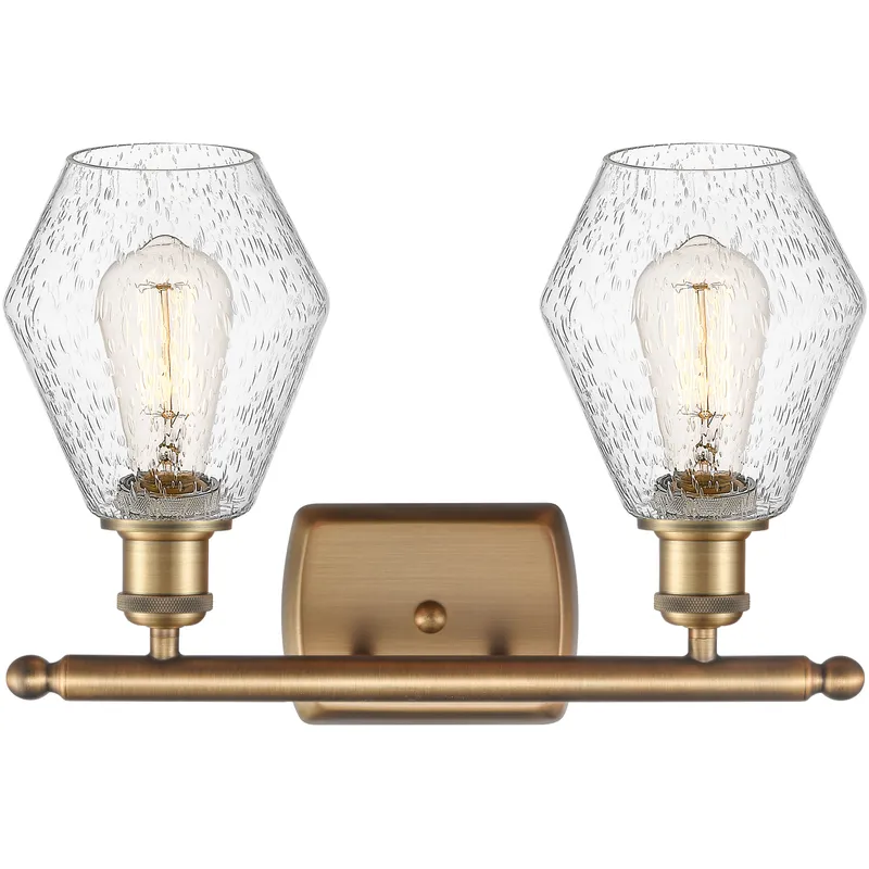Ballston Cindyrella 2 Light 16 inch Brushed Brass Bath Vanity Light Wall Light in Incandescent, Seedy Glass