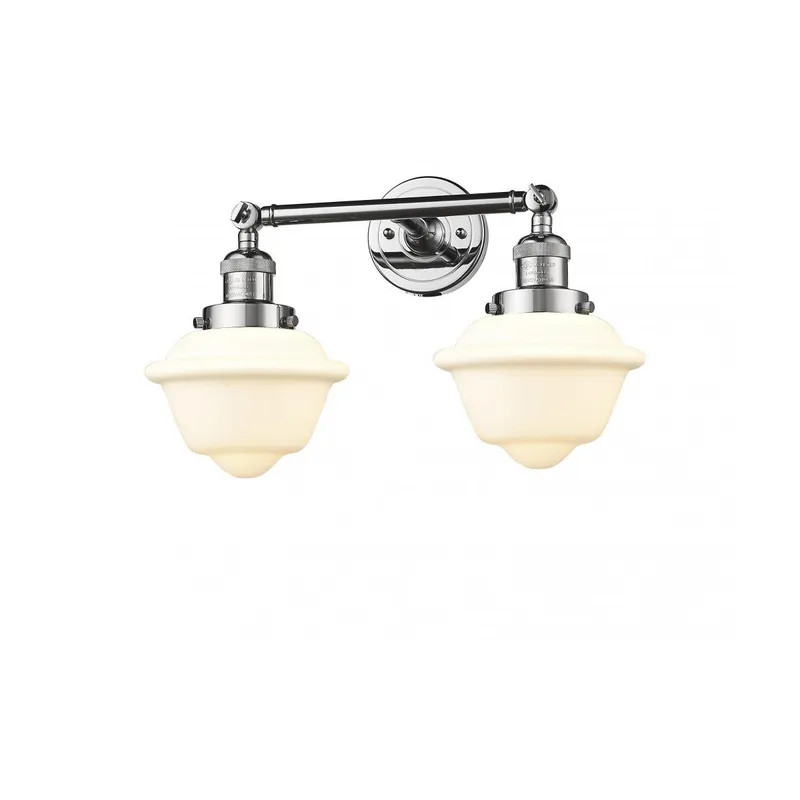 Franklin Restoration Small Oxford 2 Light 17 inch Polished Chrome Bath Vanity Light Wall Light in Matte White Glass, Franklin Restoration