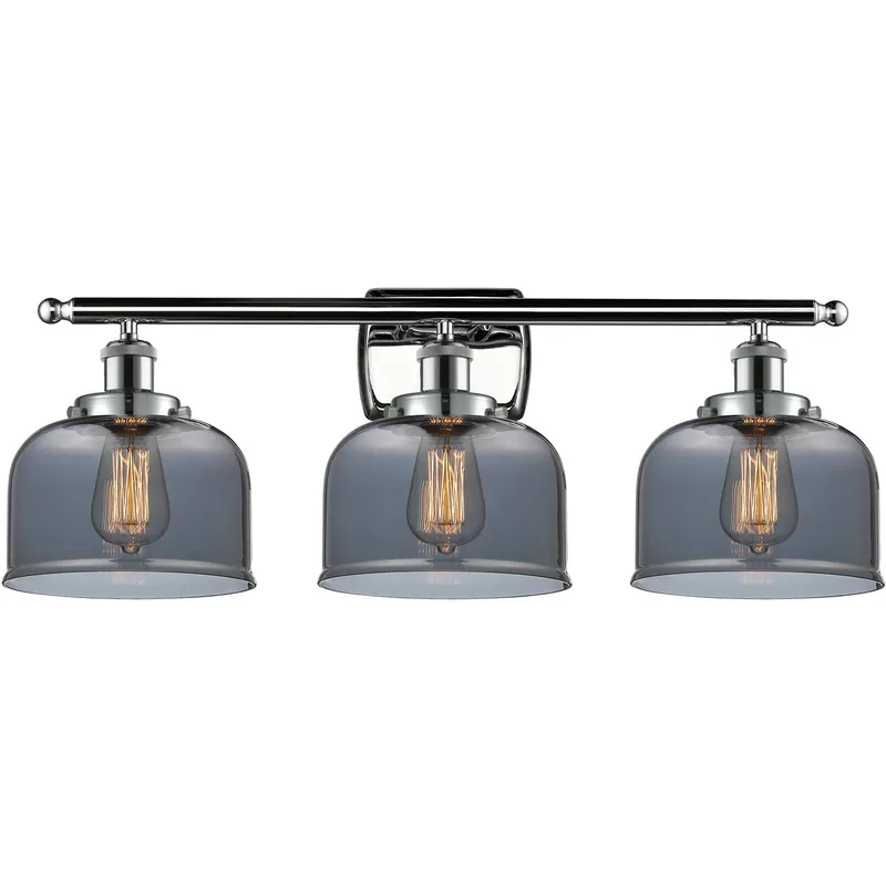 Ballston Large Bell LED 26 inch Polished Chrome Bath Vanity Light Wall Light in Plated Smoke Glass, Ballston