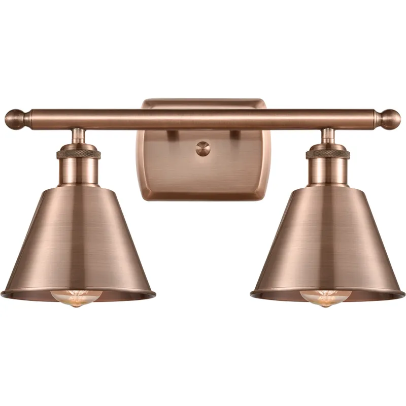 Ballston Smithfield 2 Light 16 inch Antique Copper Bath Vanity Light Wall Light, Ballston