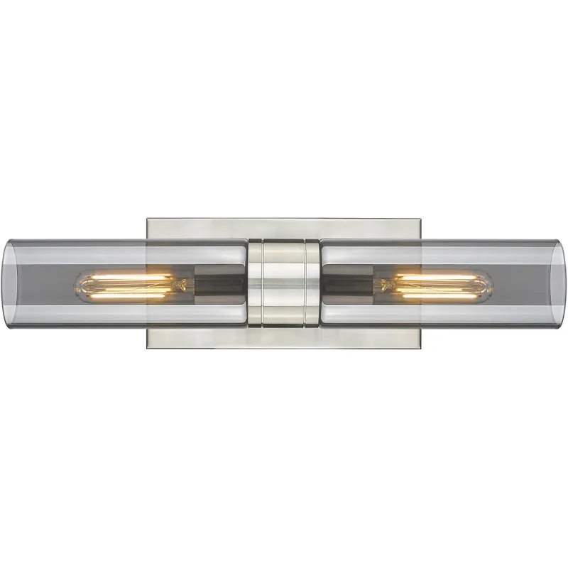 Ballston Urban 2 Light 18 inch Satin Nickel Bath Vanity Light Wall Light in Light Smoke Glass