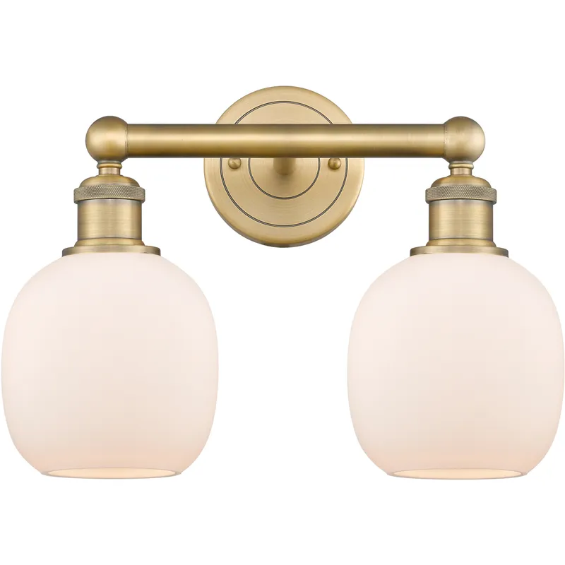 Belfast 2 Light 15 inch Brushed Brass Bath Vanity Light Wall Light in Matte White