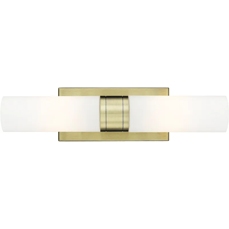 Ballston Urban 2 Light 18 inch Antique Brass Bath Vanity Light Wall Light in Matte White Glass