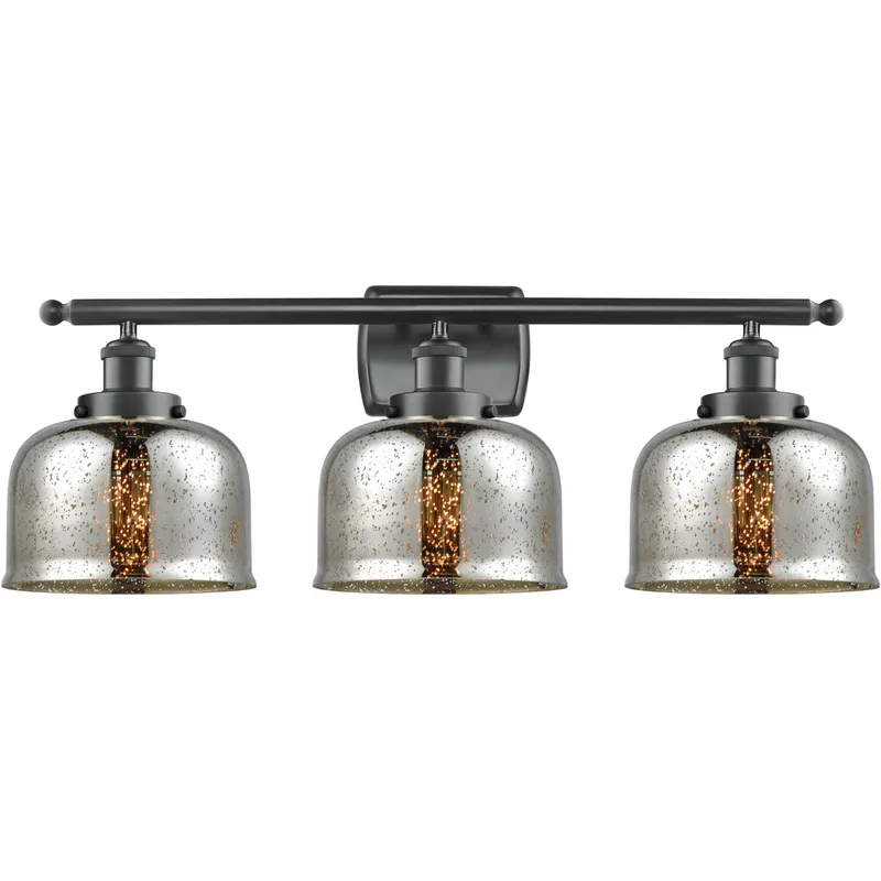 Ballston Bell LED 26 inch Matte Black Bath Vanity Light Wall Light in Silver Plated Mercury Glass