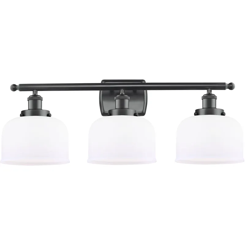 Ballston Large Bell LED 26 inch Matte Black Bath Vanity Light Wall Light in Matte White Glass, Ballston