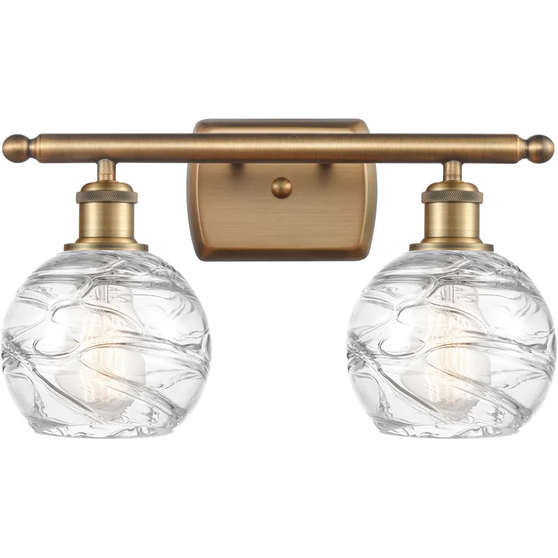 Ballston Small Deco Swirl 2 Light 16 inch Brushed Brass Bath Vanity Light Wall Light, Ballston