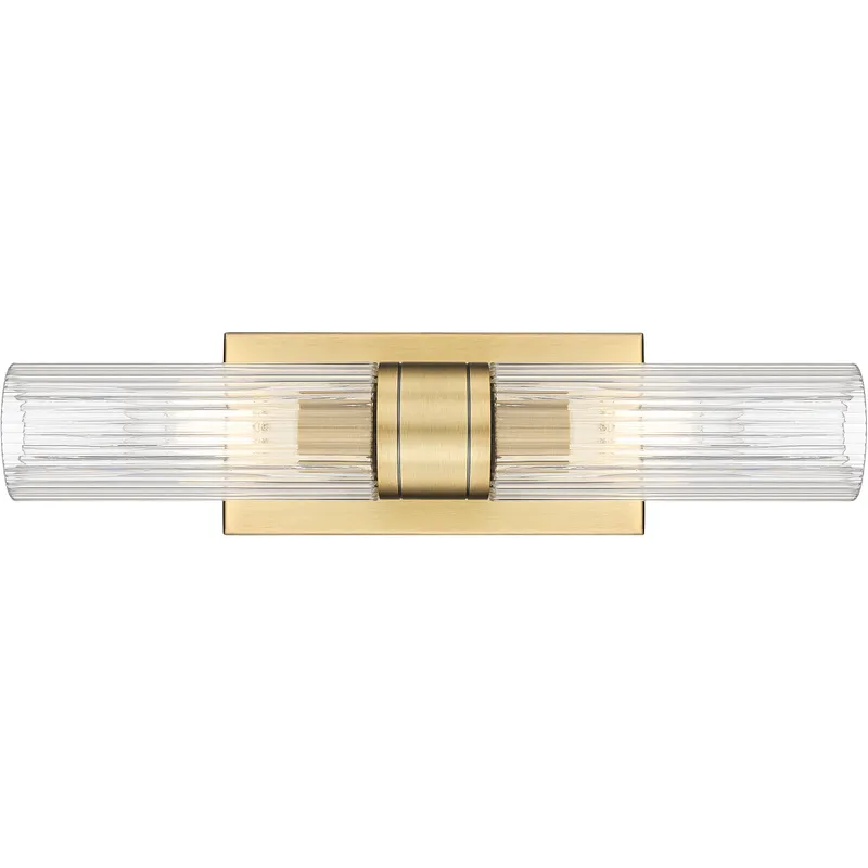 Ballston Urban 2 Light 18 inch Brushed Brass Bath Vanity Light Wall Light in Striped Clear Glass