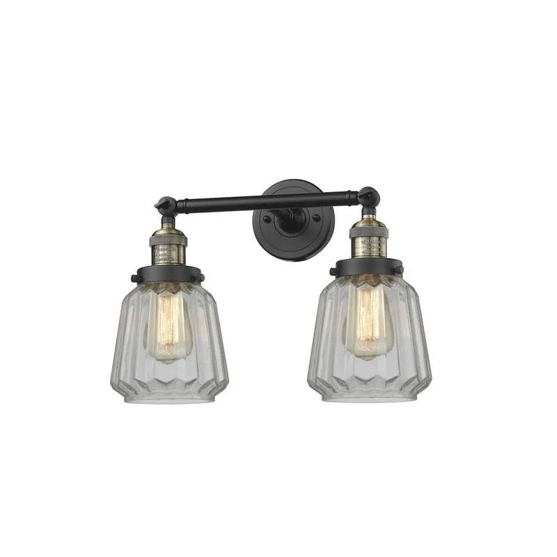 Franklin Restoration Chatham LED 16 inch Black Antique Brass Bath Vanity Light Wall Light in Clear Glass, Franklin Restoration