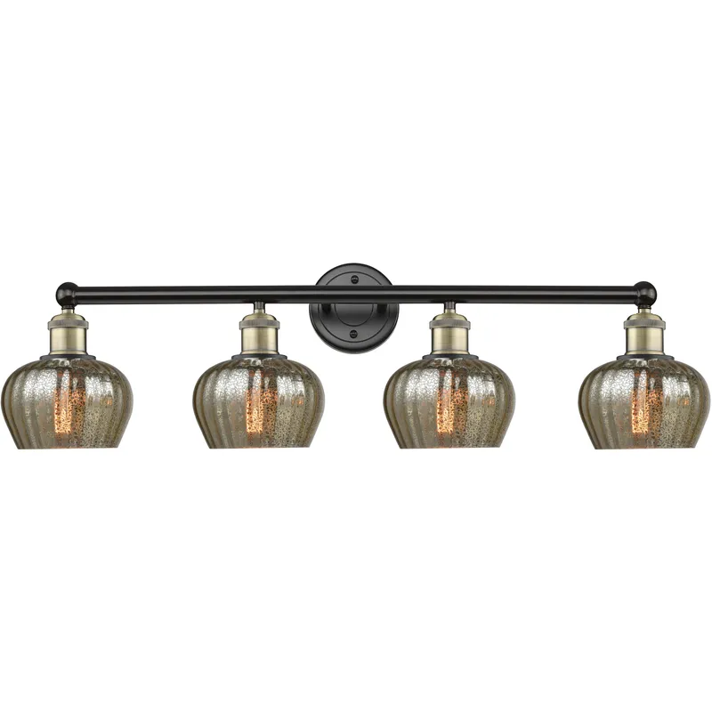 Fenton 4 Light 33.5 inch Black Antique Brass Bath Vanity Light Wall Light in Mercury