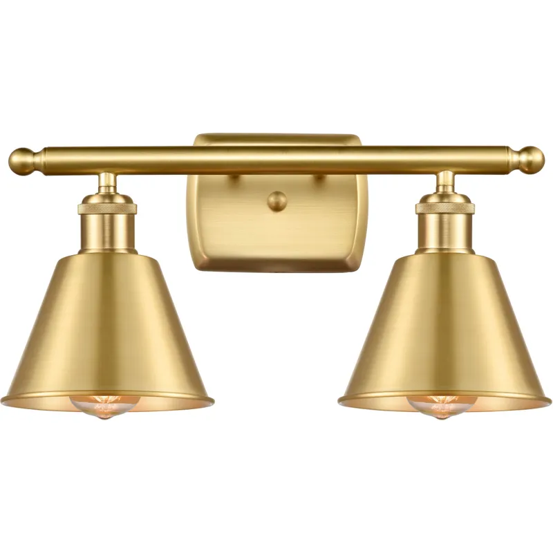 Ballston Smithfield 2 Light 16 inch Satin Gold Bath Vanity Light Wall Light, Ballston