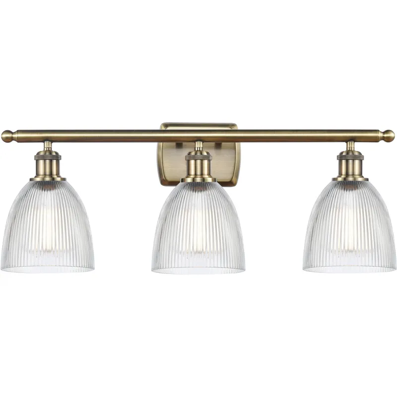 Ballston Castile 3 Light 26 inch Antique Brass Bath Vanity Light Wall Light in Incandescent, Clear Glass, Ballston