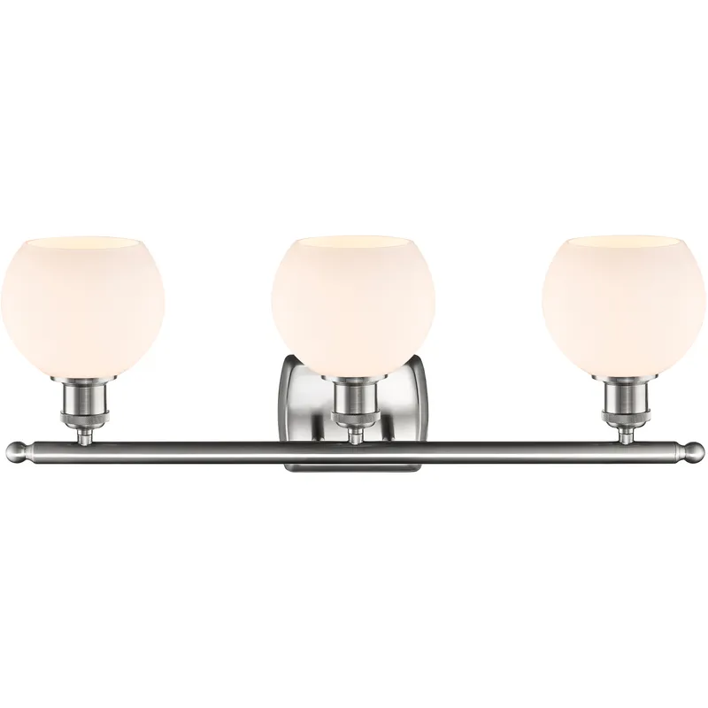 Ballston Athens LED 26 inch Brushed Satin Nickel Bath Vanity Light Wall Light in Matte White Glass