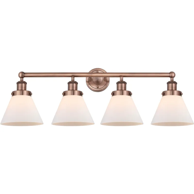 Cone 4 Light 34.75 inch Antique Copper Bath Vanity Light Wall Light in Matte White