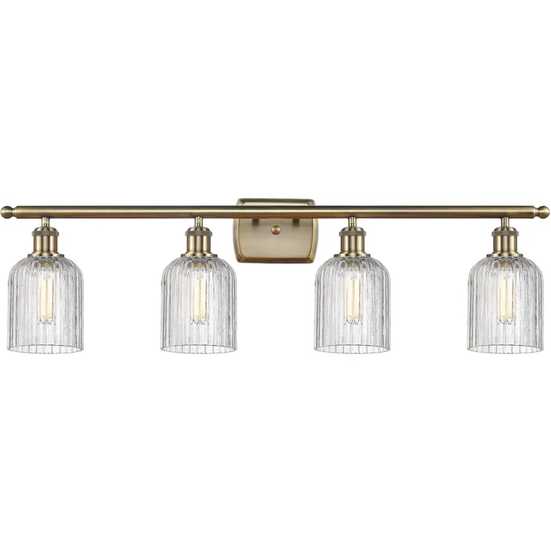 Bridal Veil 4 Light 35 inch Antique Brass Bath Vanity Light Wall Light in Clear