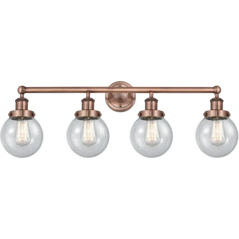 Beacon 4 Light 33.5 inch Antique Copper Bath Vanity Light Wall Light in Seedy