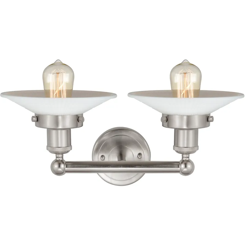 Edison Athens 2 Light 15 inch Brushed Satin Nickel Bath Vanity Light Wall Light in Clear Glass