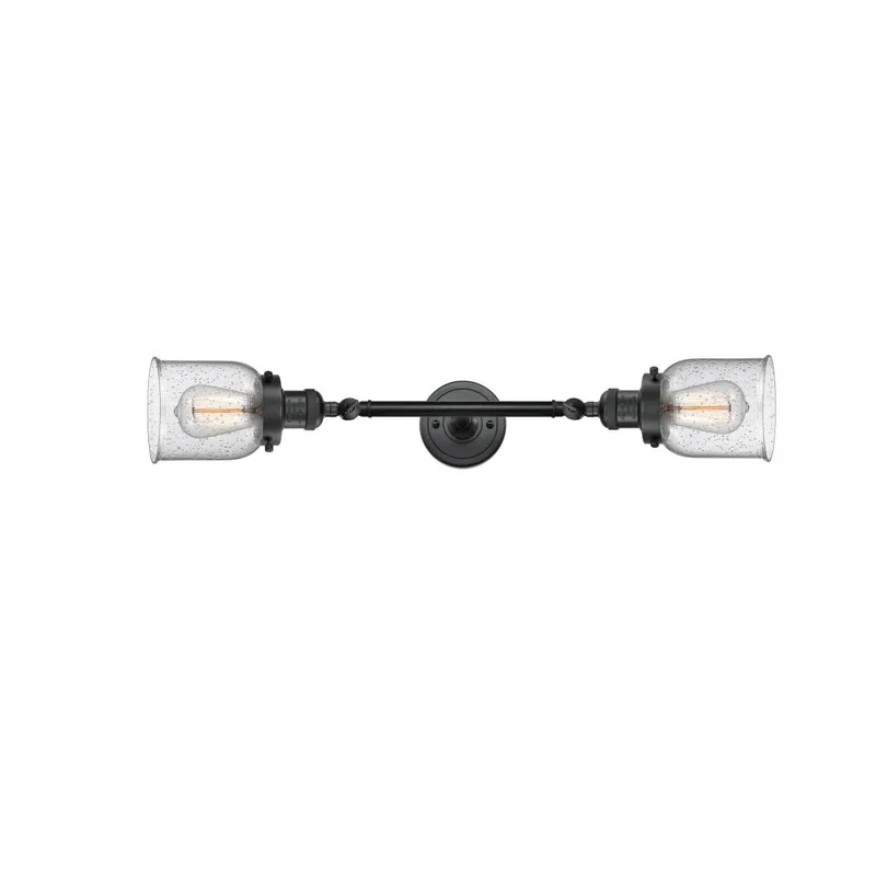 Franklin Restoration Small Bell LED 5 inch Matte Black Bath Vanity Light Wall Light in Seedy Glass, Franklin Restoration
