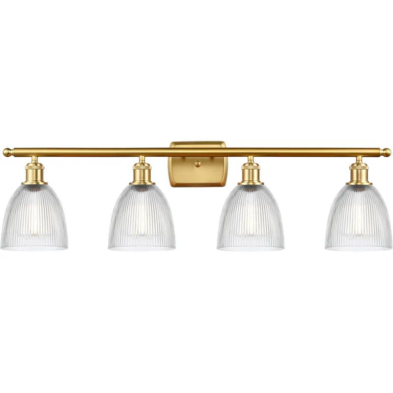 Ballston Castile LED 36 inch Satin Gold Bath Vanity Light Wall Light in Clear Glass, Ballston