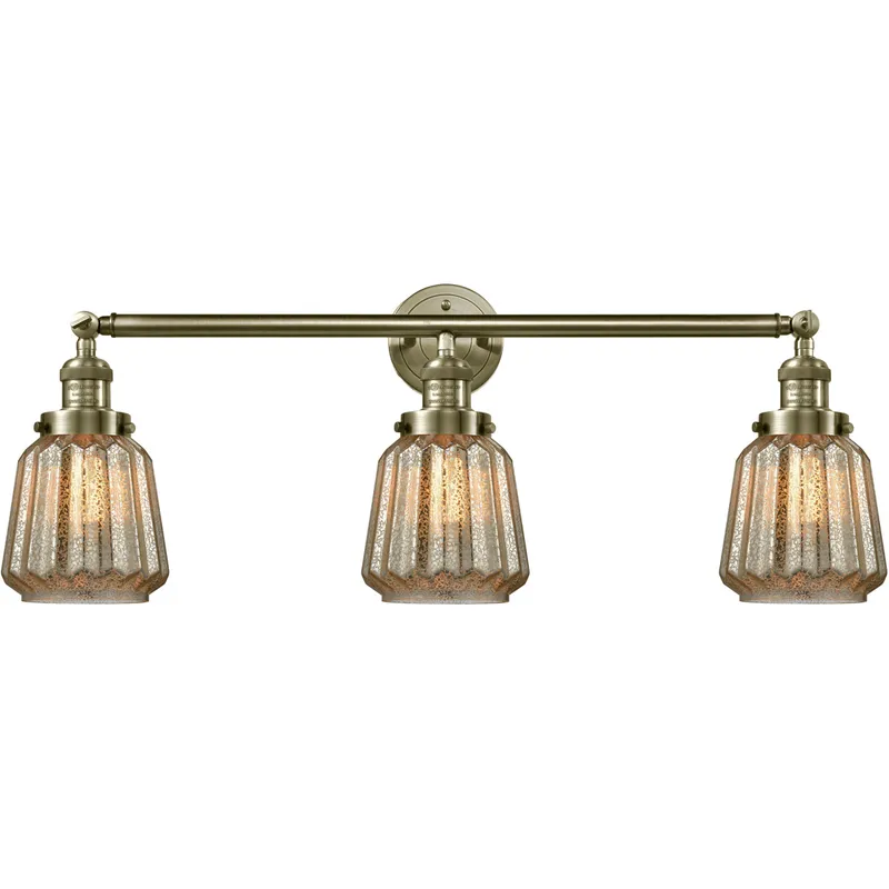 Franklin Restoration Chatham LED 30 inch Antique Brass Bath Vanity Light Wall Light in Mercury Glass, Franklin Restoration