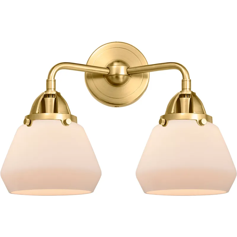 Nouveau 2 Fulton LED 14.75 inch Satin Gold Bath Vanity Light Wall Light in Matte White Glass