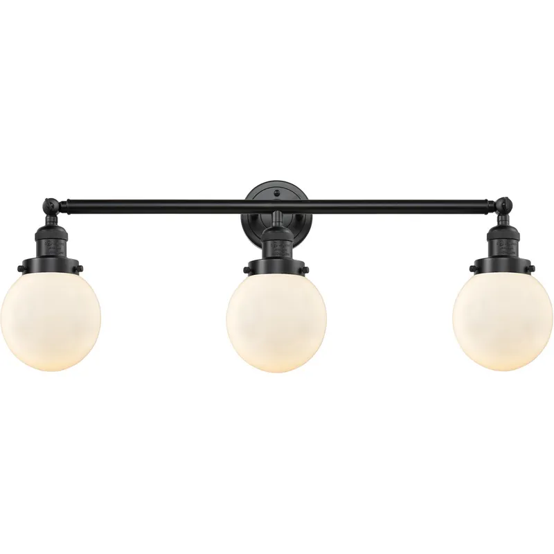 Franklin Restoration Beacon LED 30 inch Oil Rubbed Bronze Bath Vanity Light Wall Light in Matte White Glass, Franklin Restoration
