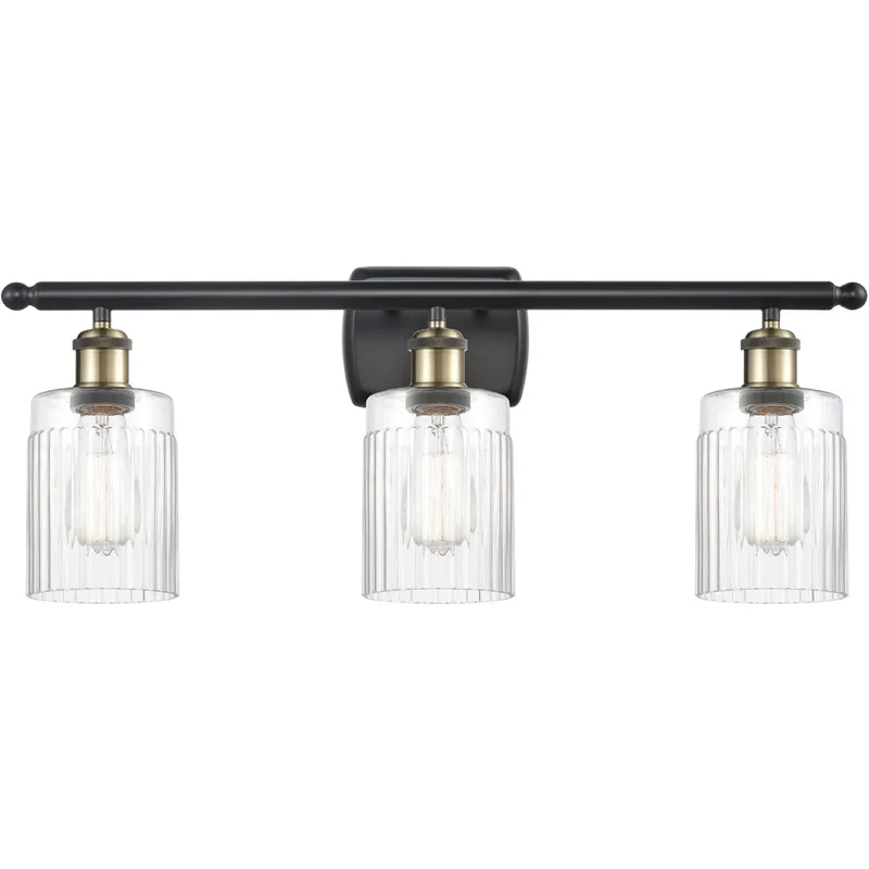 Ballston Hadley 3 Light 26 inch Black Antique Brass Bath Vanity Light Wall Light in Clear Glass, Ballston