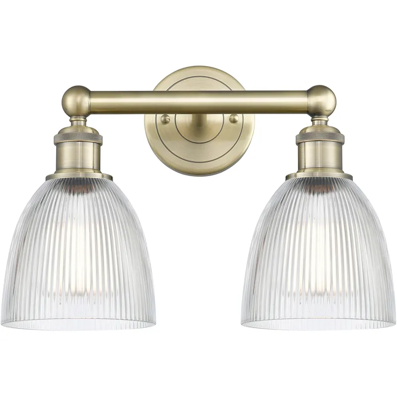 Castile 2 Light 15 inch Antique Brass Bath Vanity Light Wall Light in Clear