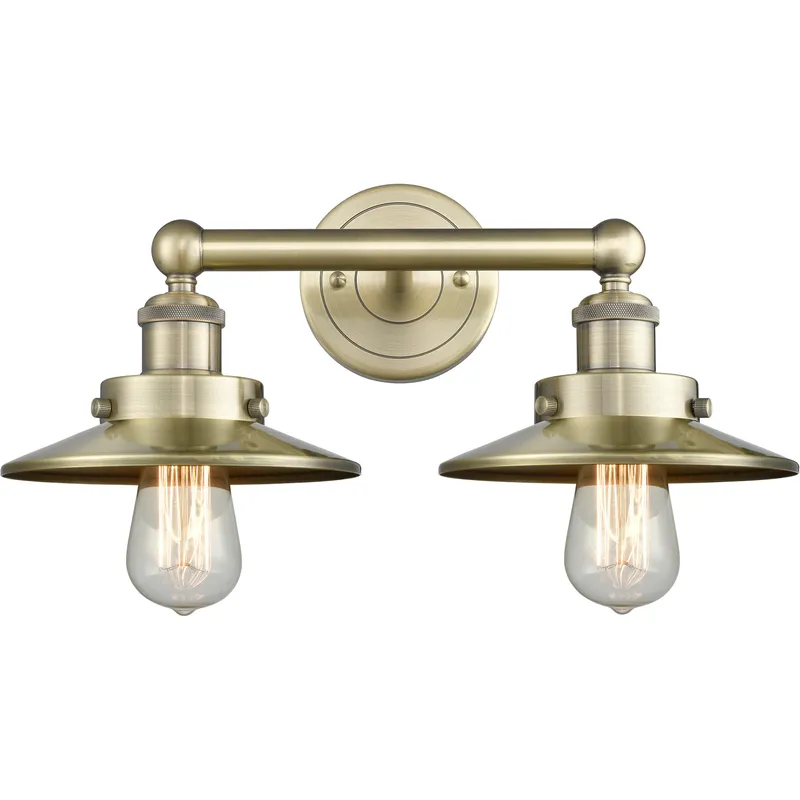 Railraod 2 Light 17 inch Antique Brass Bath Vanity Light Wall Light
