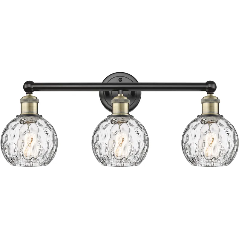 Athens Water Glass 3 Light 24 inch Black Antique Brass Bath Vanity Light Wall Light