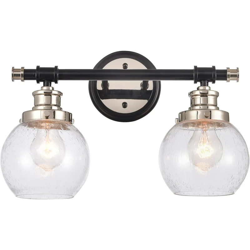 Saybrook LED 16.25 inch Black Polished Nickel Bath Vanity Light Wall Light in Seedy Glass