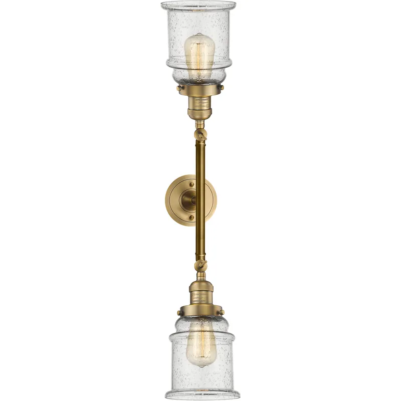Franklin Restoration Canton 2 Light 17 inch Brushed Brass Bath Vanity Light Wall Light in Seedy Glass, Franklin Restoration
