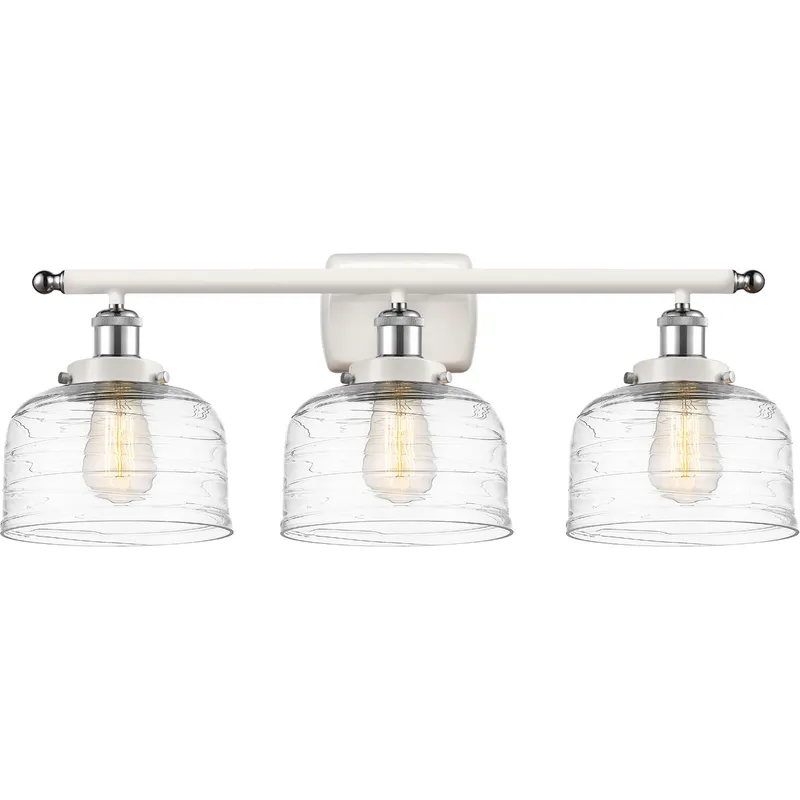 Ballston Bell LED 26 inch White and Polished Chrome Bath Vanity Light Wall Light in Clear Deco Swirl Glass