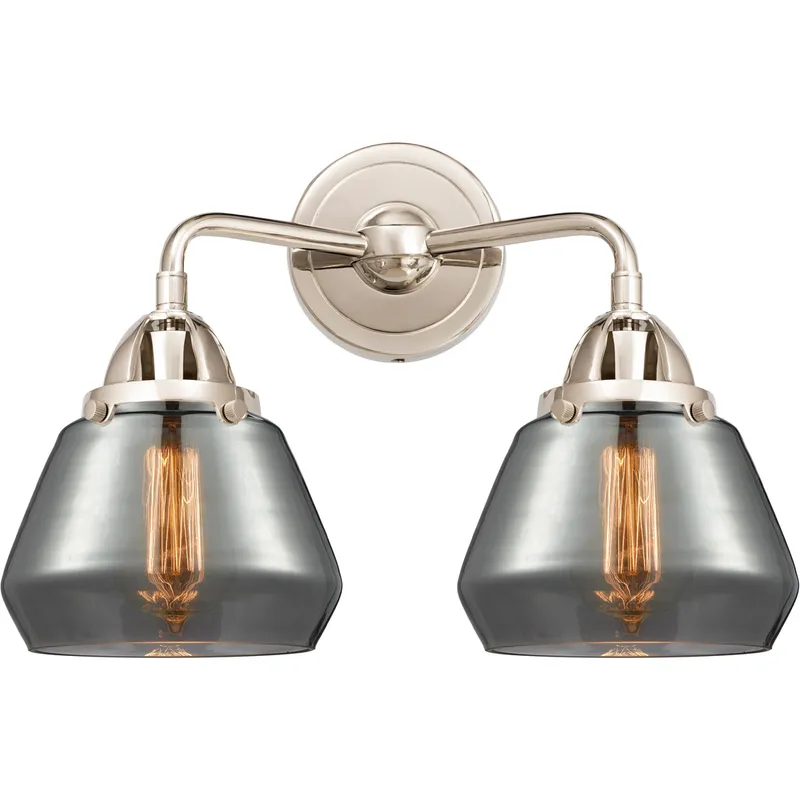 Nouveau 2 Fulton LED 14.75 inch Polished Nickel Bath Vanity Light Wall Light in Plated Smoke Glass