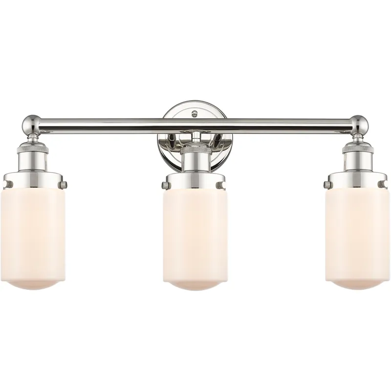 Dover 3 Light 24.5 inch Polished Nickel Bath Vanity Light Wall Light in Matte White