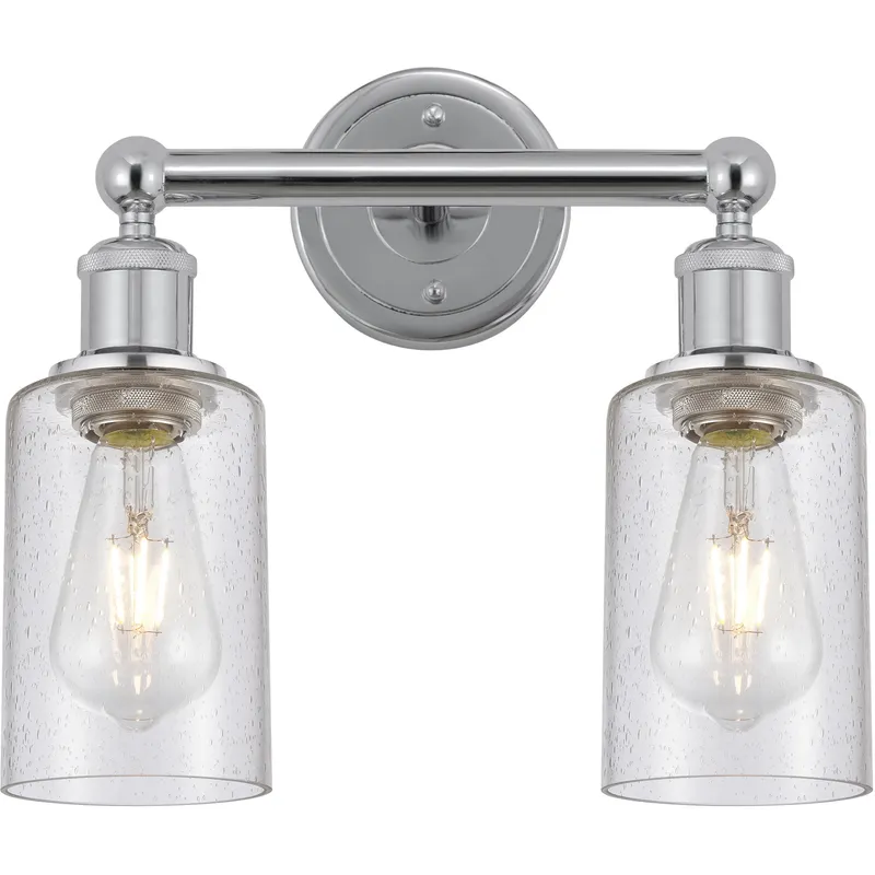 Clymer 2 Light 12.88 inch Polished Chrome Bath Vanity Light Wall Light in Seedy Glass