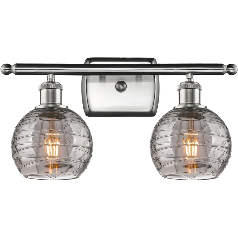Ballston Athens Deco Swirl 2 Light 15.88 inch Brushed Satin Nickel Bath Vanity Light Wall Light