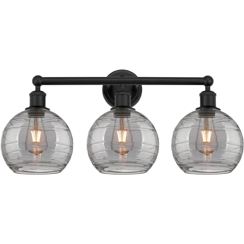 Edison Athens Deco Swirl 3 Light 26 inch Matte Black Bath Vanity Light Wall Light