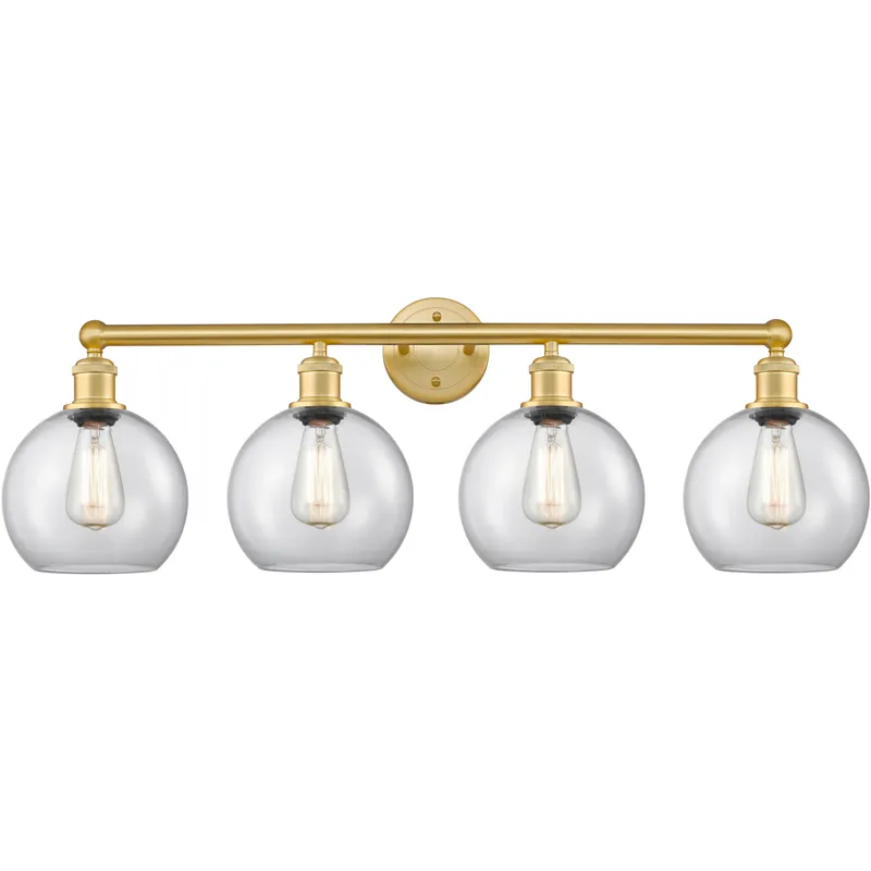 Athens 4 Light 35 inch Satin Gold Bath Vanity Light Wall Light in Clear