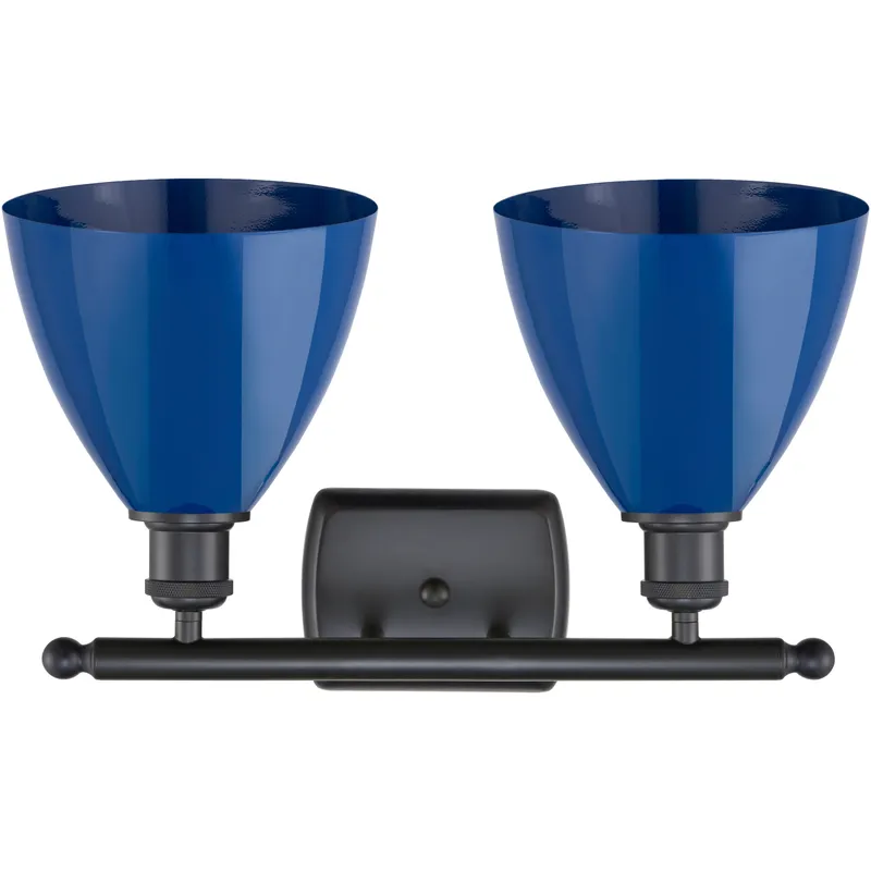 Ballston Plymouth Dome 2 Light 18 inch Matte Black Bath Vanity Light Wall Light in Matte Blue