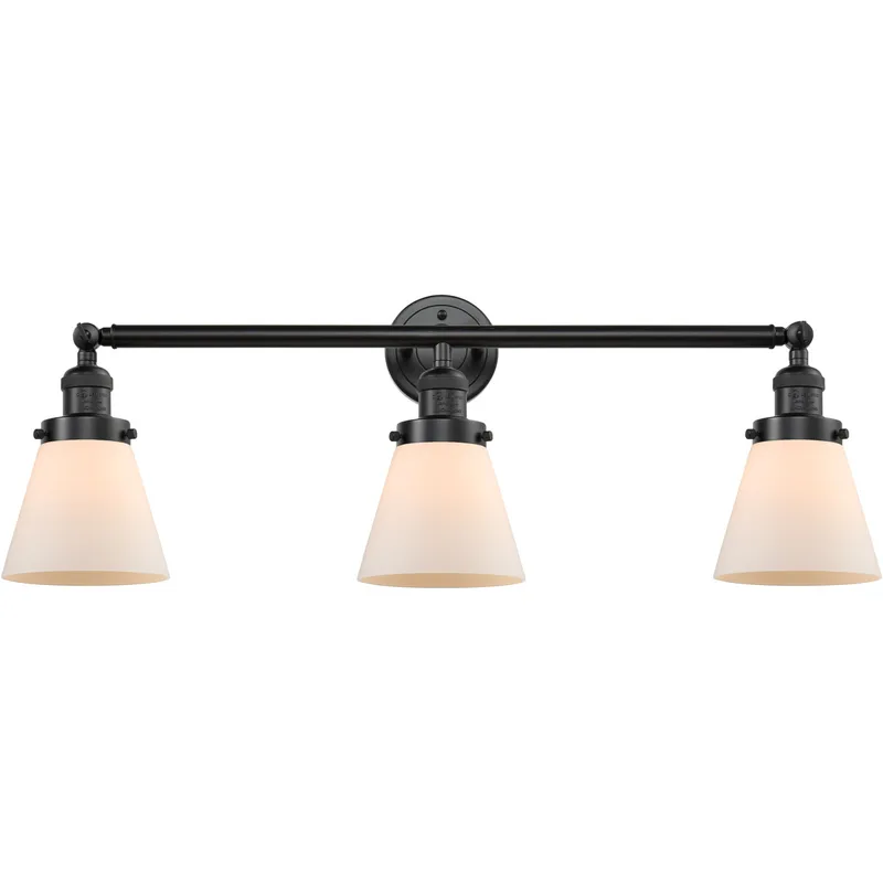 Franklin Restoration Small Cone LED 30 inch Oil Rubbed Bronze Bath Vanity Light Wall Light in Matte White Glass, Franklin Restoration